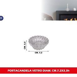PORTACANDELA VETRO DIAM. CM.7,2X3,3h