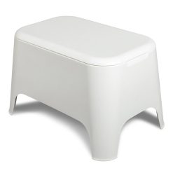 Tavolino Contenitore Basso per Caffè da Giardino Tavolo Petra in Plastica con Cassetto per Esterni Bianco