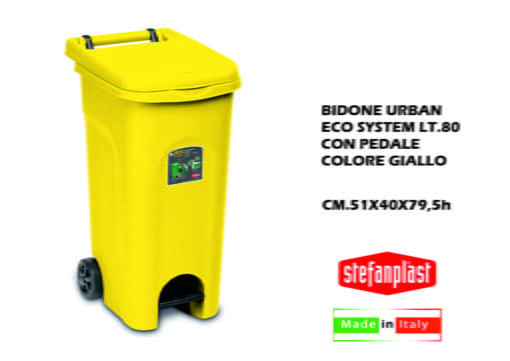 Bidone Urban Eco System Lt.80 Con Pedale Giallo-8003507256057