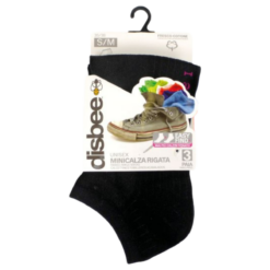 MINICALZA RIGATA SET 3 PZ. NERO S/M