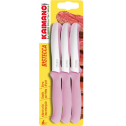 Set 6 Coltelli Bistecca Italicus Rosa – Lama Inox per Alimenti, Taglio Preciso, Lavabili in Lavastoviglie, Resistenti e Duraturi