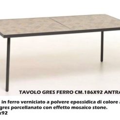 Tavolo Gres Ferro Cm.186X92 Antracite-