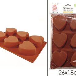 Forma 6 Cuori Silicone Cm.26X18 Marrone-8015361825799