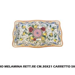 Vassoio Melamina Rett.Re Cm.30X21 Carretto Siciliano-8055684930107