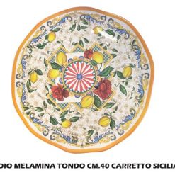 Vassoio Melamina Tondo Cm.40 Carretto Siciliano-8055684930121
