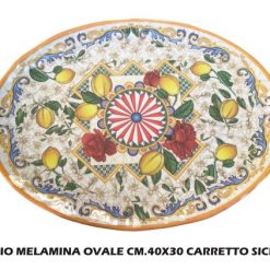 Vassoio Melamina Ovale Cm.40X30 Carretto Siciliano-8055684930138