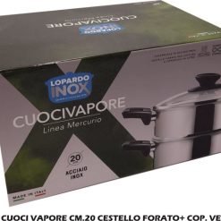 Cuoci Vapore Cm.20 Cestello Forato+ Cop. Vetro-8055118990424