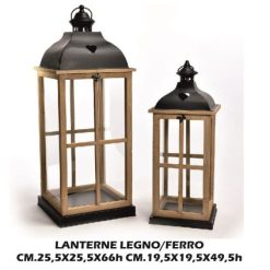 Lanterne Legno/Metallo Set 2 Pz. Cm.25X25X66H Cm.49X19X19H-8034052512640