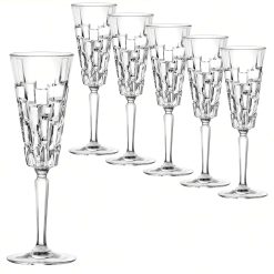 Bicchiere da Champagne Calice in Cristallo da 19cl Etna Flute Set 6pz - Splendente Elegante, per Matrimoni, Feste, da Ristorante