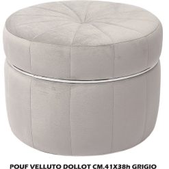 Pouf Velluto Dollot Cm.51X38H Grigio-8021785743687