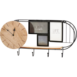 MENSOLA+1RIP.+OROLOGIO+4GANCI+3 PORTAFOTO CM.52X10X27h