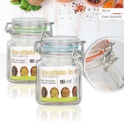 Barattolo Vetro Tappo Ermetico Ml.90 Cm.5