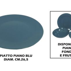 Piatto Ceramica Piano Cm.26 Blu-8057960556599