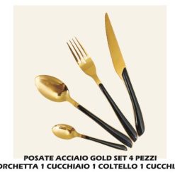 Posate Acciaio Gold Set 4 Pz.-8057960560244