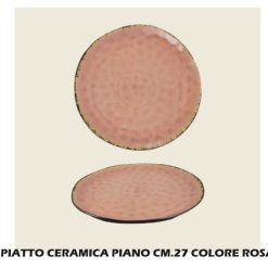 Piatto Ceramica Piano Cm.27 Rosa-8057960563047
