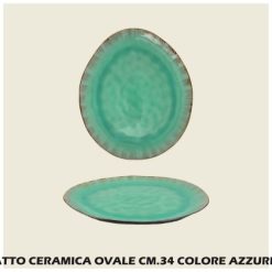 Piatto Ceramica Ovale Cm.34 Azzurro-8057960563177