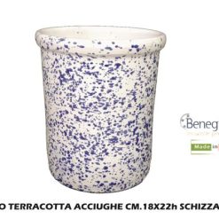Vasetto Terracotta Acciughe Cm.18 Schizzato Blu-8056364866266