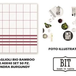 Tovaglioli Bio Bamboo Cm.40X40 Set 50 Pz. Londra Burgundy-8050148331995