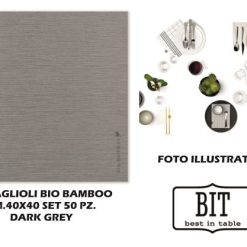 Tovaglioli Bio Bamboo Cm.40X40 Set 50 Pz. Dark Grey-8050148333517