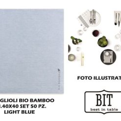 Tovaglioli Bio Bamboo Cm.40X40 Set 50 Pz. Light Blue-8050148337584