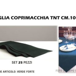 Tovaglia Coprimacchia Tnt 100X100 Set 25 Pz. Verde Forte-8054619610176