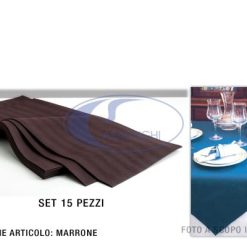 Tovaglia Tnt 140X140 Set 15 Pz. Marrone-8054619610466