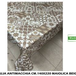 Tovaglia Antimacchia Cm.140X220 Maiolica Beige-8388777099079