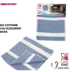 Panno Cotone Bianco/Azzurro Cm.50X45-8008240392901