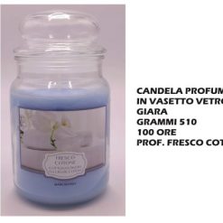 Candela Profumata In Vetro Gr.510 100 Ore Fresco Cotone-8005730029958