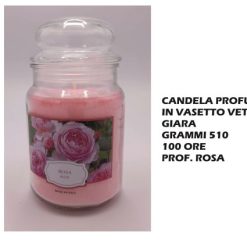 Candela Profumata In Vetro Gr.510 100 Ore Rosa-8005730029965