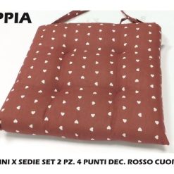 Cuscini X Sedie Set 2 Pz. 4 Punti Dec. Rosso Cuori-8033003308103