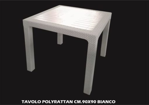 Tavolo Polyrattan Cm.90X90 Bianco-