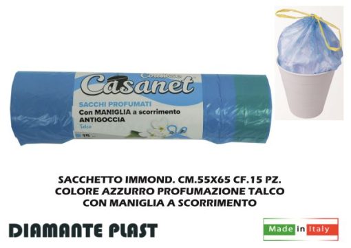 Sacchetto Immond. Cm.55X65 Cf.15 Pz. Azzurro/Talco-8052282960154