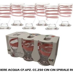 Bicchiere Acqua Cf.6Pz. Cc.250 Cin Cin Spirale Rosa-8033901037730