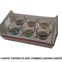 Tazzine Caffe' Vetro Cf.6Pz. Fondo Lustro Cartonetta-8033901078153