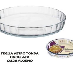 Teglia Vetro Tonda Ondulata Cm.28 Alorno-8435123236968