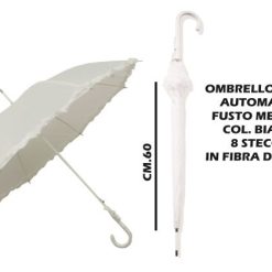 Ombrello Nylon Automatico F. Metallo Bianco-8013066000060