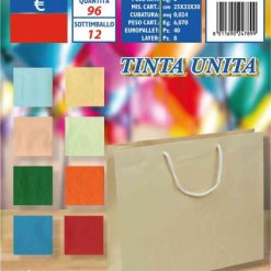 Busta Carta Regalo Cm.33X28X10 Tinta Unita Col. Ass.-8011690247899