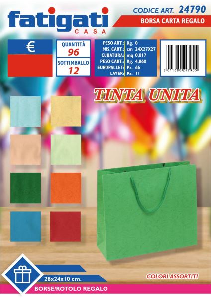 Busta Carta Regalo Cm.28X24X10 Tinta Unita Col.-8011690247905