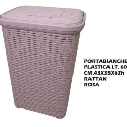Portabiancheria Plastica Rattan Rosa-8414926375623
