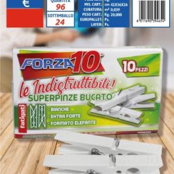 Mollette Bucato Plastica 10 Pz. Bianche Forza-8011690394654