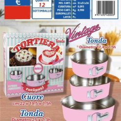 Tortiere Apribili Set 3 Pz. Tonda Dec. Rosa-8011690400003