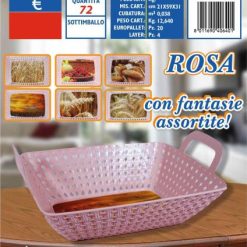Cestino Plastica Rett.Re Cm.30X22X9H Rosa-8011690406401