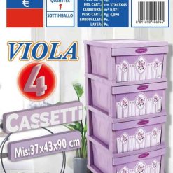 Cassettiera Plastica 4 Cassetti Kale' Viola-8011690406944