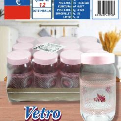 Barattolo Vetro Decorato Ml.1000 Rosa-8011690410507