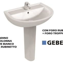 Lavandino+Colonna Con Foro Rubinetto+Foro Troppo Pieno Bianc-