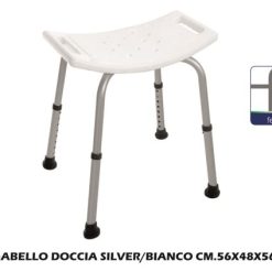 Sgabello Doccia Silver/Bianco Cm.56X48X56-8033237822864