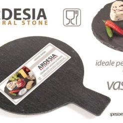 Vassoio Ardesia Tondo Cm.30X23 Con Manico-8025569809538