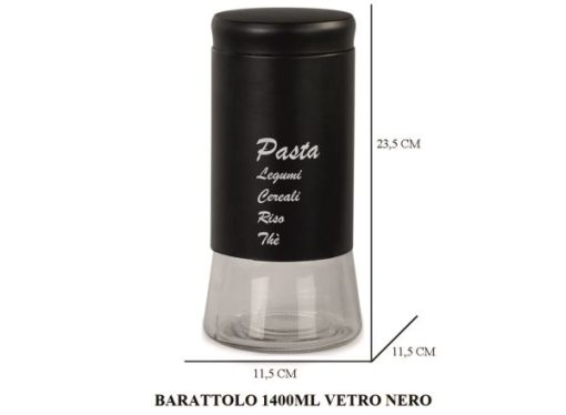 Barattolo Vetro Ml.1400 Nero-8056585970971