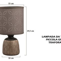 Lampada Da Tavolo Piccola Grigio Traforata-8053807969539